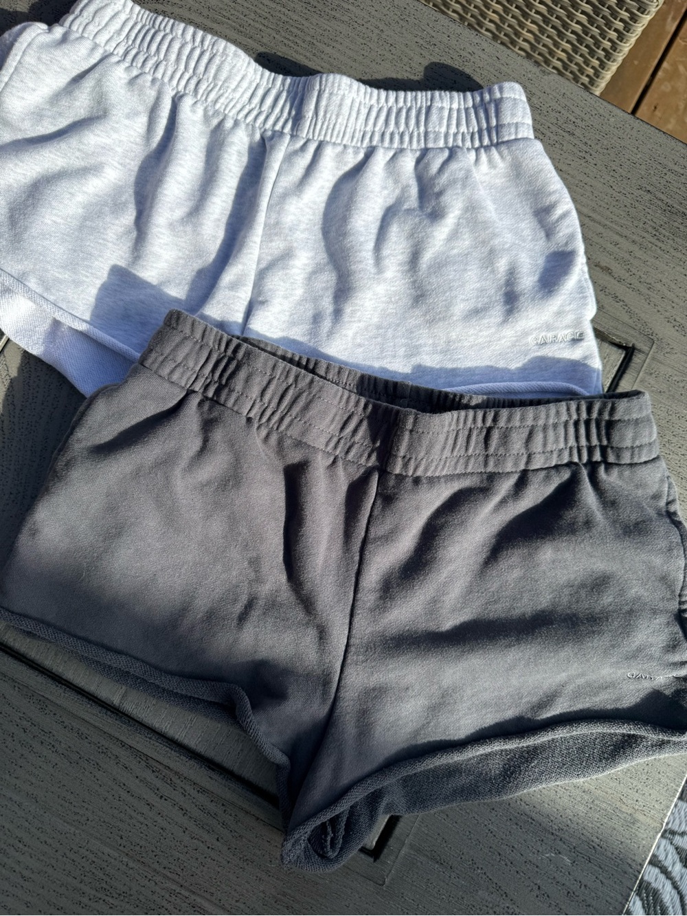 2-pair-bundle of Garage SoftTerry Low Rise Shorts - light and dark grey - medium